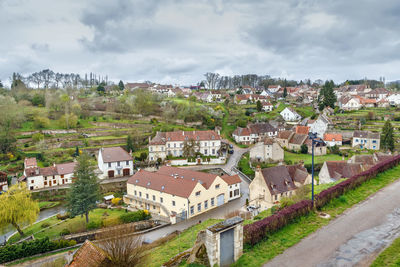 High angle view of townscape against sky