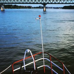 Boat sailing in river