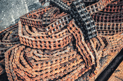 High angle view of ropes