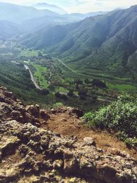 High angle view of mountain range