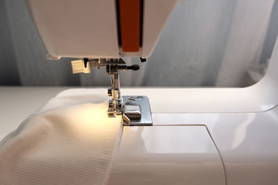 Sewing machine. seamstress working. creative skills design, hobbies and small business concept