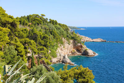 Dalmatian coastline panoramic view from dubrovnik with the port, croatia, europe