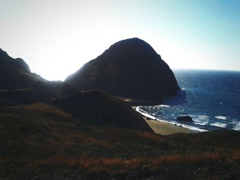 Scenic view of sea against clear sky