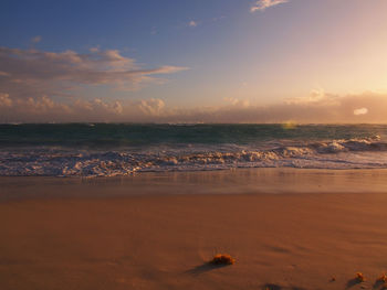 Scenic view of sea against sky during sunset