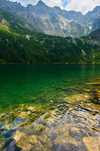 Scenic view of sea and mountains