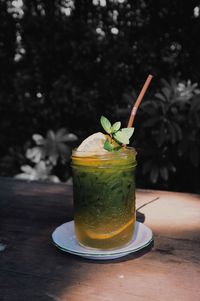 Close-up of drink on table