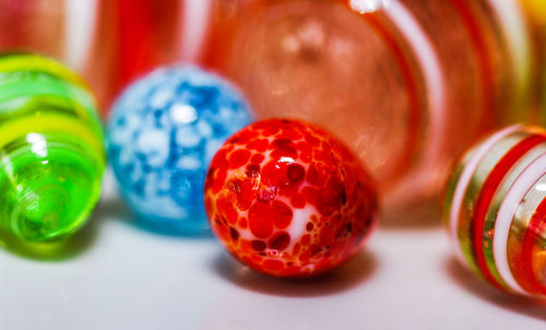 Close-up of colorful easter eggs on table