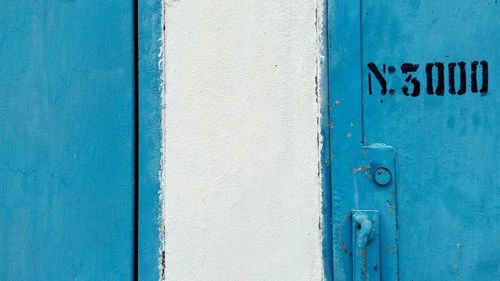 Close-up of blue door