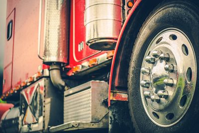 Close-up of red truck