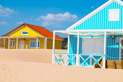 Costa de caparica is the famous tourist destination, with the typical tiny colorful house, 