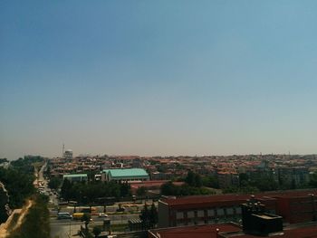 Cityscape against clear sky