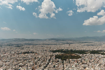 High angle view of townscape against sky