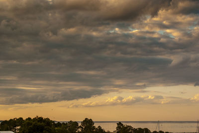 Scenic view of sea against dramatic sky