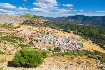 High angle view of townscape against sky