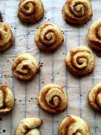 High angle view of cookies on table