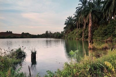 Scenic view of lake against sky