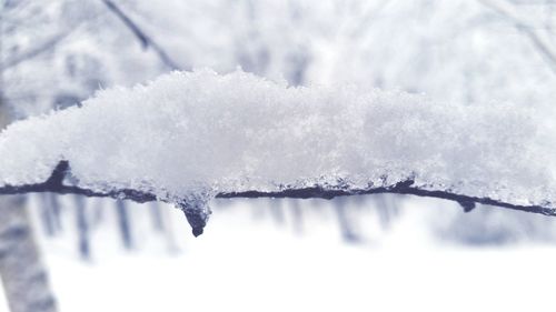 View of frozen waterfall