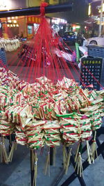 Multi colored illuminated built structure