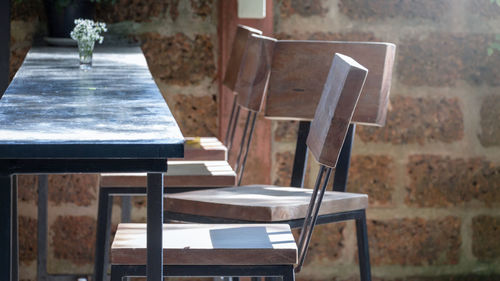 Empty chairs and table at cafe