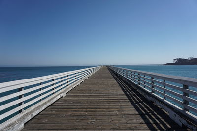 View of pier against clear blue sky