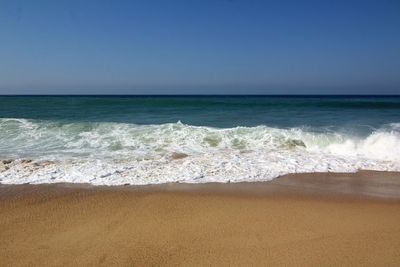 Scenic view of sea against clear sky