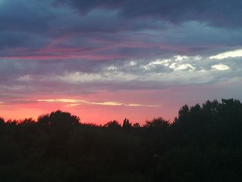 Silhouette trees against sky during sunset