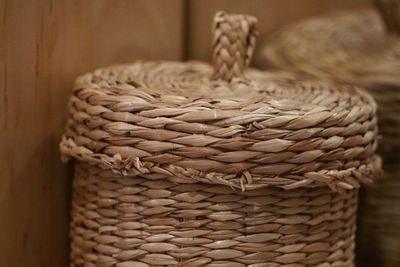 Close-up of wicker basket