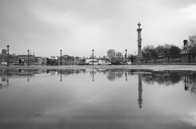 Reflection of city in water