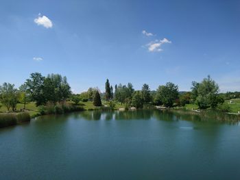 Scenic view of lake against sky