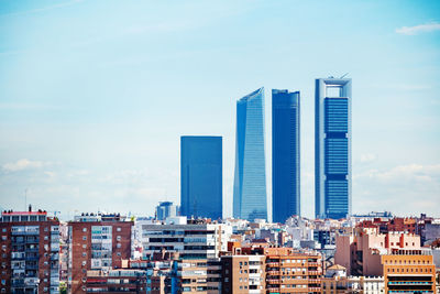 Skyscrapers in city against sky