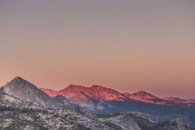 Red sunset at yosemite national park, mount starr king