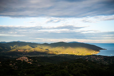 Scenic view of mountains against sky