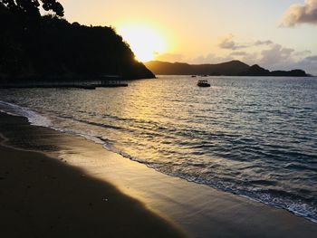 Scenic view of sea during sunset