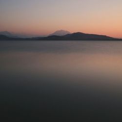 Scenic view of mountains at sunset