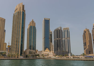 Modern buildings against sky in city