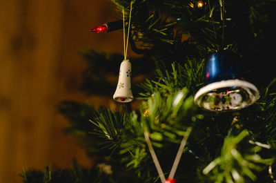 Close-up of christmas decoration on tree