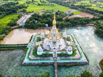 High angle view of bridge over river