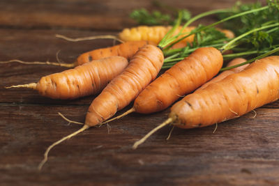 Close-up of carrots on table