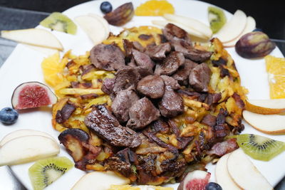 High angle view of meal served in plate