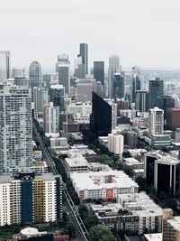 High angle view of cityscape against sky