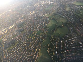 Aerial view of landscape and sea