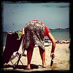 Woman standing in water