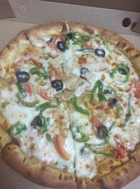 Close-up of served pizza