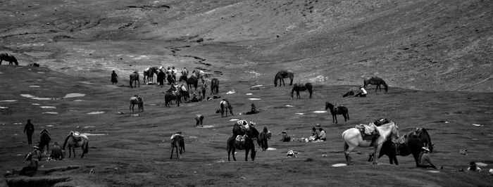 People on mountain road