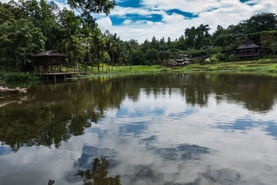 Scenic view of lake against sky