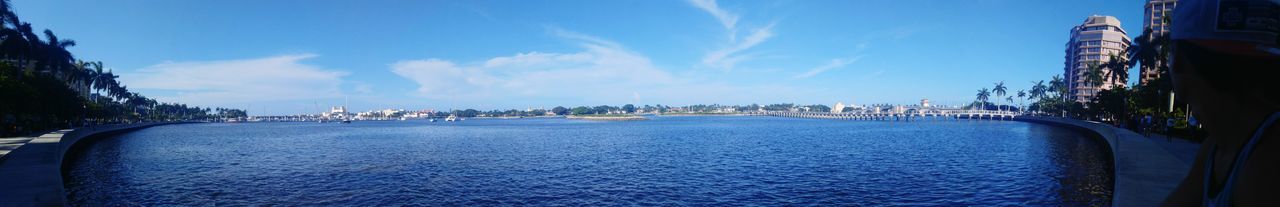 Panoramic shot of calm blue sea against the sky