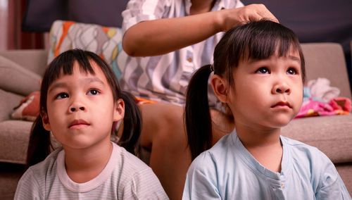 Portrait of cute siblings