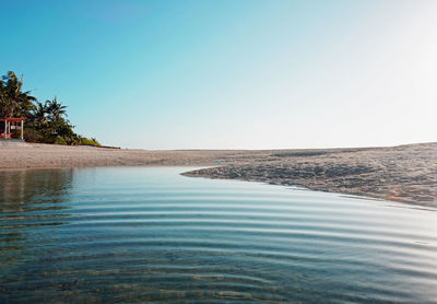 Scenic view of calm sea against clear sky