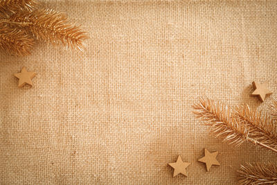 Christmas composition with natural colors and materials. xmas background. free space, copy space.