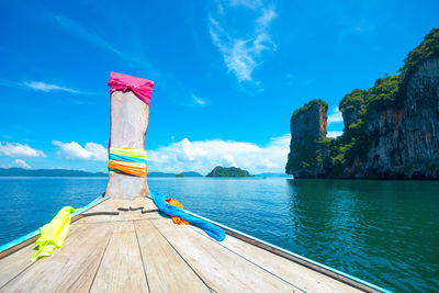 Scenic view of sea against blue sky